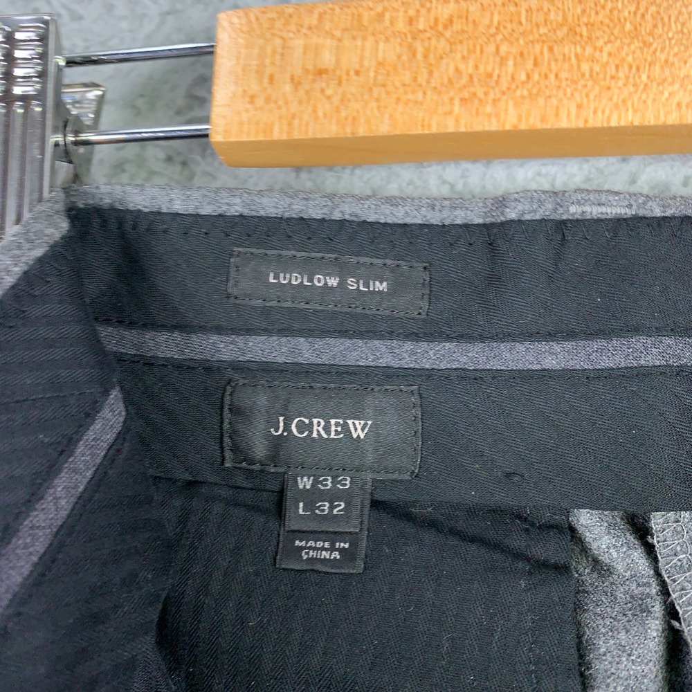 J.Crew Ludlow Slim Suit Pant Mens Size 33x32 Grey Heathered Italian Wool Flannel - Picture 2 of 13